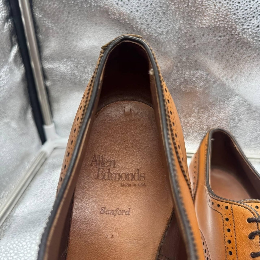 Allen Edmonds Sanford 5267 Walnut Brown Leather Cap Toe Derby Shoes Men 10.5 USA - Picture 7 of 14